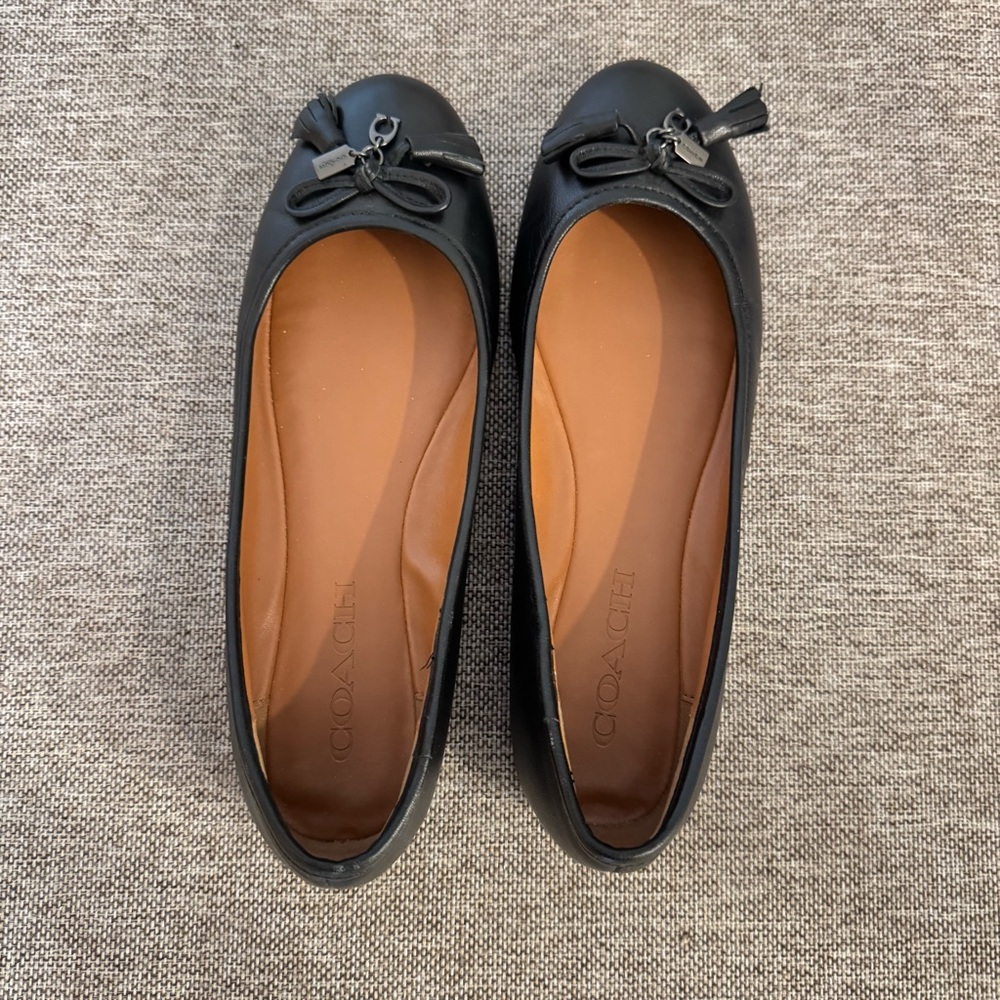 Coach Black Tassel, C Charm and Bow Ballet Flats